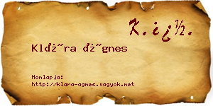 Klára Ágnes névjegykártya