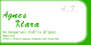 agnes klara business card